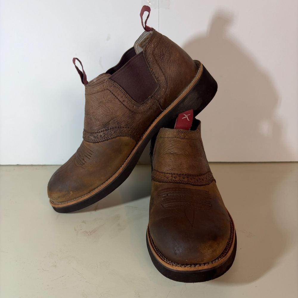 Twisted X Mens Driving Moc Boots Brown Leather Western Slip On MCD0002 Size 10 M